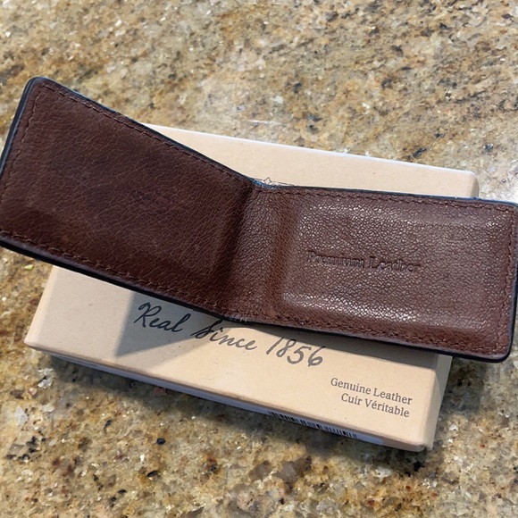 Money Clip Leather Brown Red Head Brand Bass Pro - Picture 5 of 7